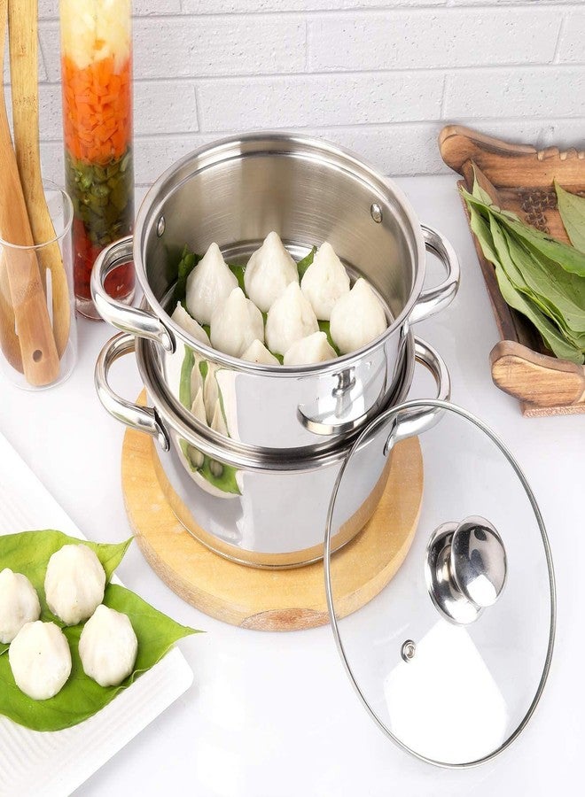 LCPUD 3.0 Quart Steamer Pot for Cooking, 2-tier Steam Pots with Lid for Cooking Vegetables, Seafood, Soups, Food and Pasta - Image 4